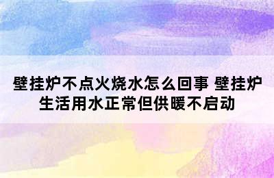 壁挂炉不点火烧水怎么回事 壁挂炉生活用水正常但供暖不启动